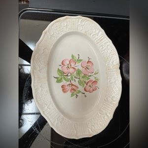 Vintage 1940 Canonburg of P.A. oval platter. White with pink flowers. EUC